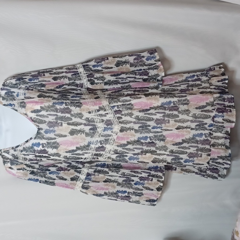 BONGO Multi-Color Feather Print Dress. Size XL